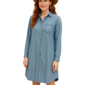 Beach Lunch Lounge Small Denim Shirtdress Casual Western Boho Classic Modest